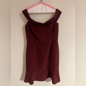 Gianni Bini Burgundy Off-Shoulder Dress